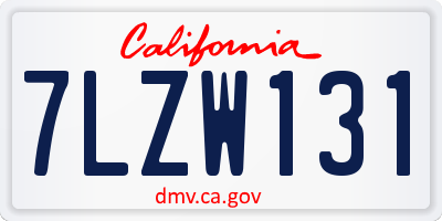 CA license plate 7LZW131