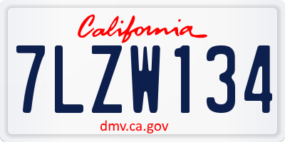 CA license plate 7LZW134
