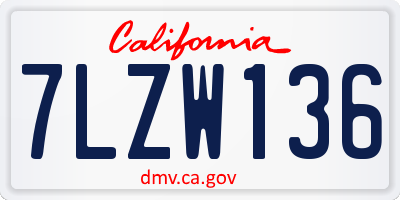 CA license plate 7LZW136