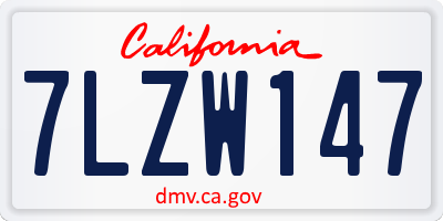 CA license plate 7LZW147