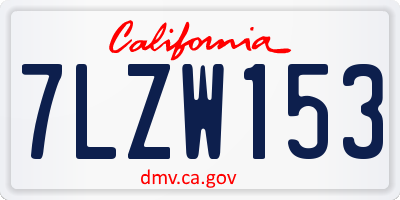 CA license plate 7LZW153