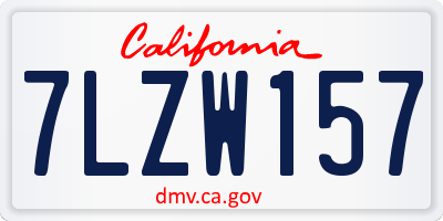 CA license plate 7LZW157