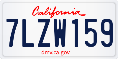 CA license plate 7LZW159