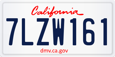 CA license plate 7LZW161