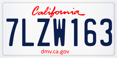 CA license plate 7LZW163