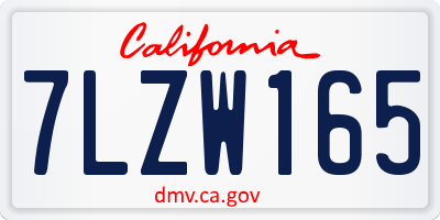 CA license plate 7LZW165
