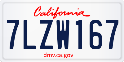CA license plate 7LZW167