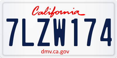 CA license plate 7LZW174