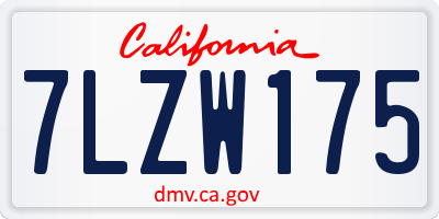 CA license plate 7LZW175