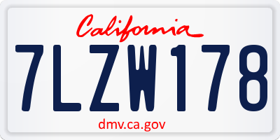 CA license plate 7LZW178