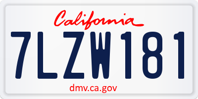 CA license plate 7LZW181