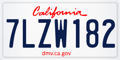CA license plate 7LZW182