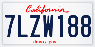 CA license plate 7LZW188