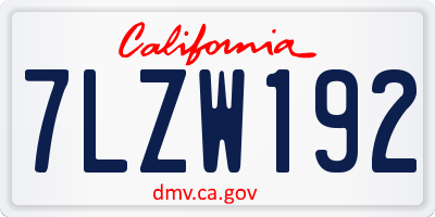 CA license plate 7LZW192