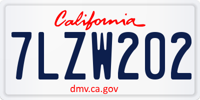 CA license plate 7LZW202