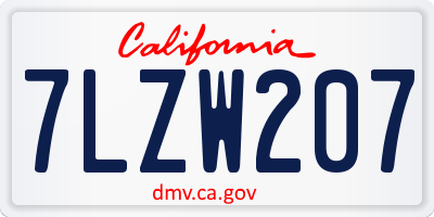 CA license plate 7LZW207