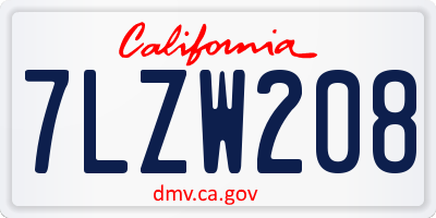 CA license plate 7LZW208