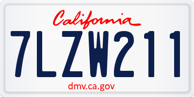 CA license plate 7LZW211