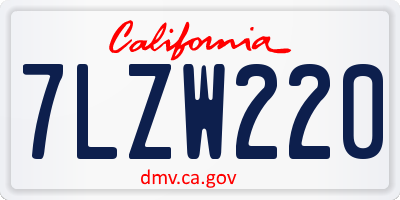 CA license plate 7LZW220