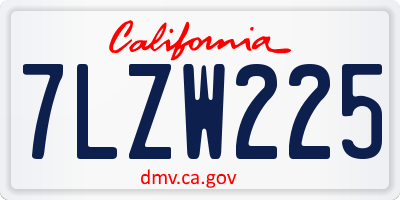 CA license plate 7LZW225