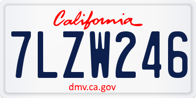 CA license plate 7LZW246