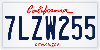 CA license plate 7LZW255