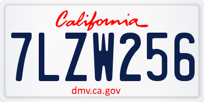 CA license plate 7LZW256