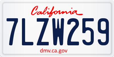 CA license plate 7LZW259