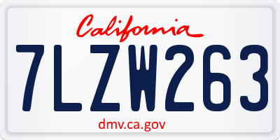 CA license plate 7LZW263