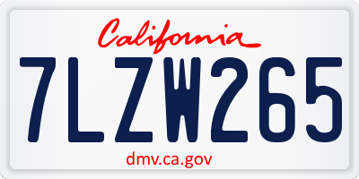 CA license plate 7LZW265