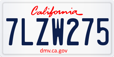 CA license plate 7LZW275