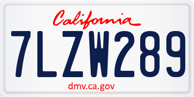CA license plate 7LZW289
