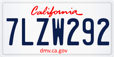 CA license plate 7LZW292