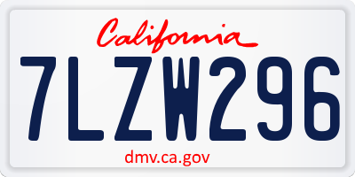 CA license plate 7LZW296