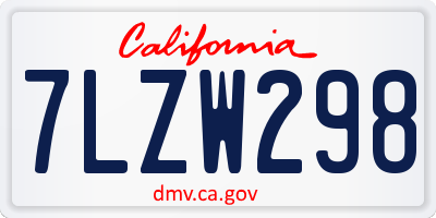 CA license plate 7LZW298