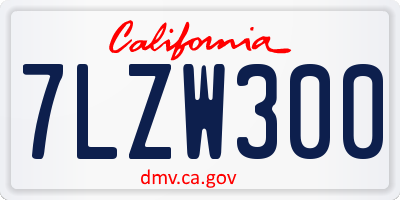 CA license plate 7LZW300