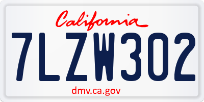 CA license plate 7LZW302