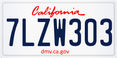CA license plate 7LZW303