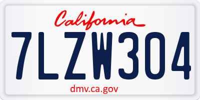CA license plate 7LZW304