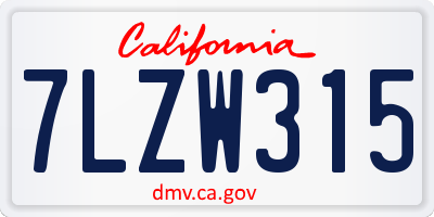 CA license plate 7LZW315