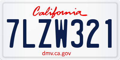 CA license plate 7LZW321
