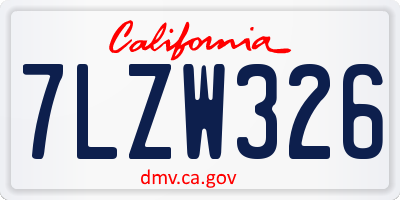 CA license plate 7LZW326