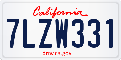 CA license plate 7LZW331