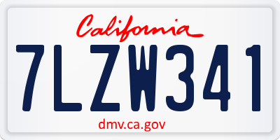 CA license plate 7LZW341