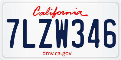 CA license plate 7LZW346