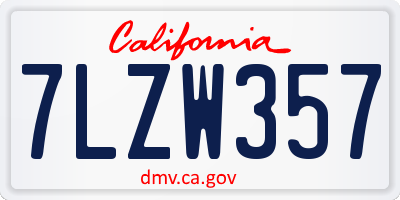 CA license plate 7LZW357