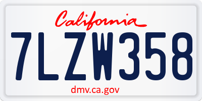 CA license plate 7LZW358
