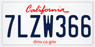 CA license plate 7LZW366