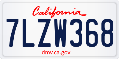 CA license plate 7LZW368