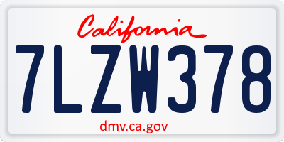 CA license plate 7LZW378
